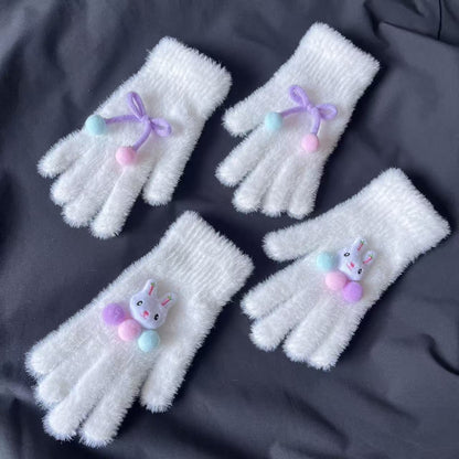 Süße Plüsch-Hasen-Themen Fingerlose Handschuhe Brehn