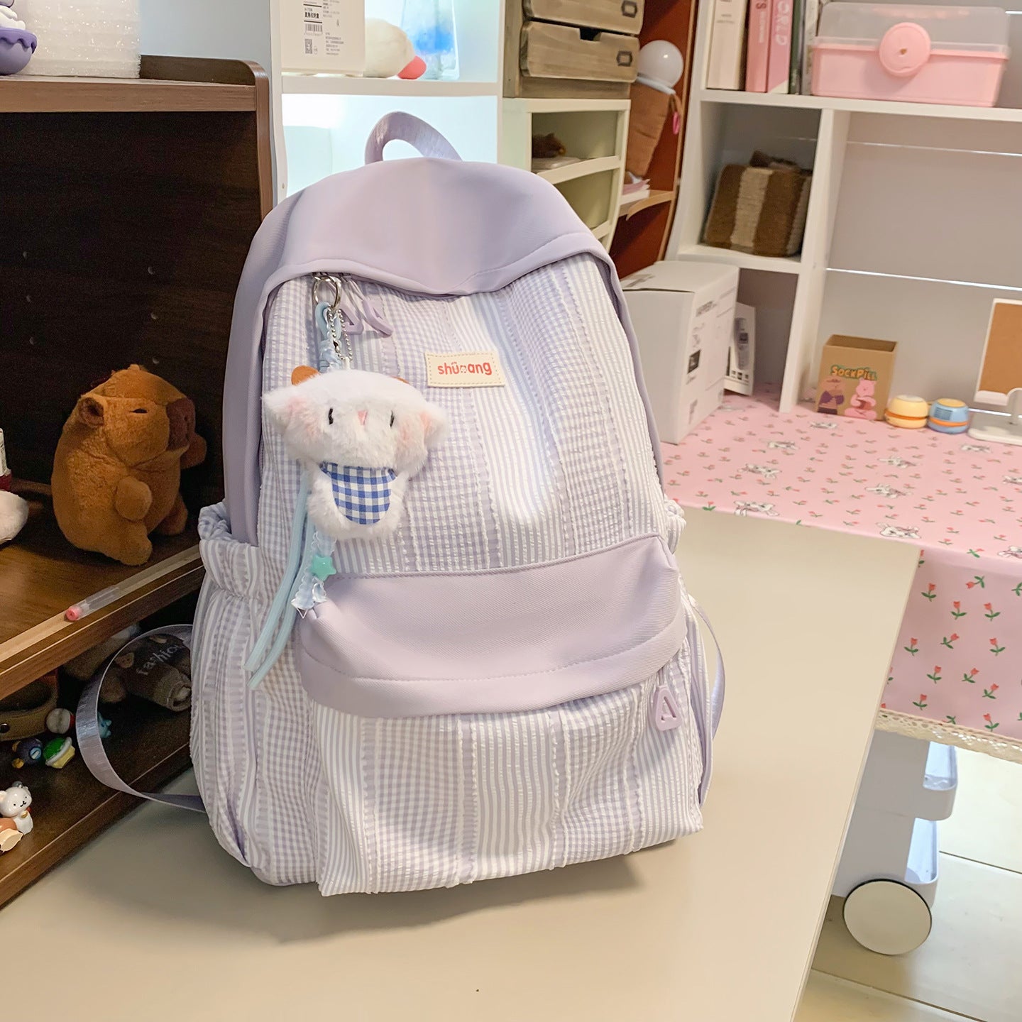 Vielseitiger Kariertes Muster Schulrucksack