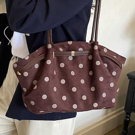 Punktierte Wildleder Schultertasche