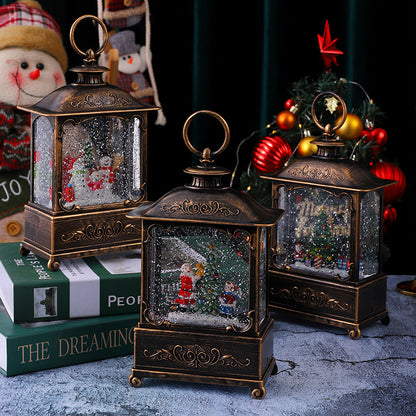 Glitzernde Weihnachtslaterne mit Schneeszenen Brehn
