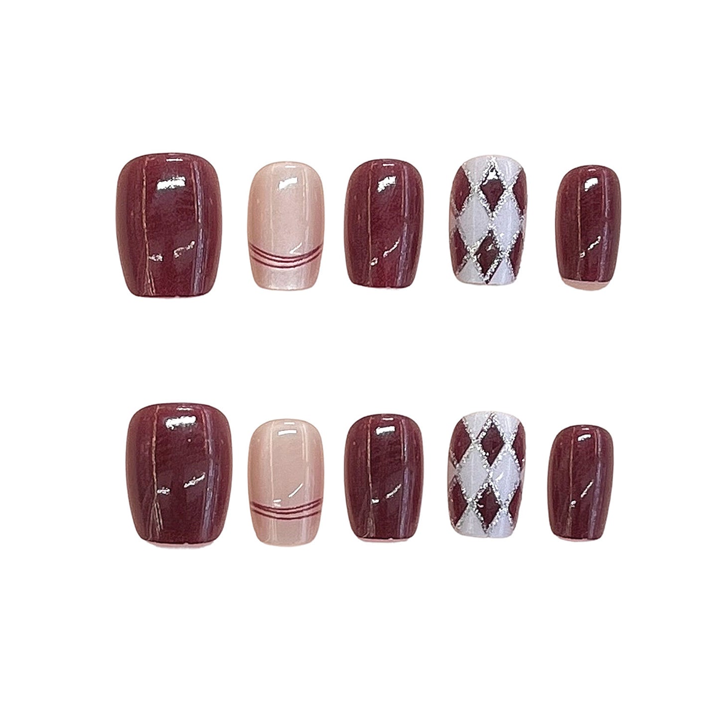 Künstlerisches Press-On Nagelset Brehn