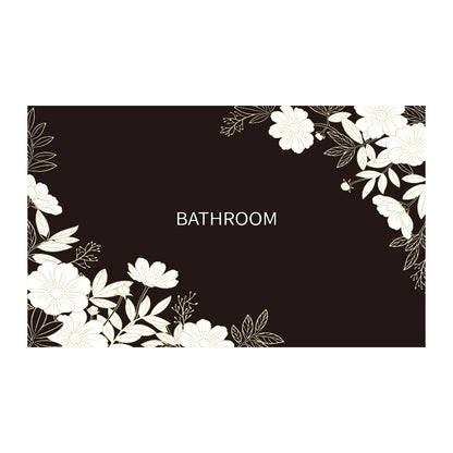 Absorbent Anti-Slip Bathroom Door Mat with Floral Corner Print and Quick-Dry Microfiber Surface