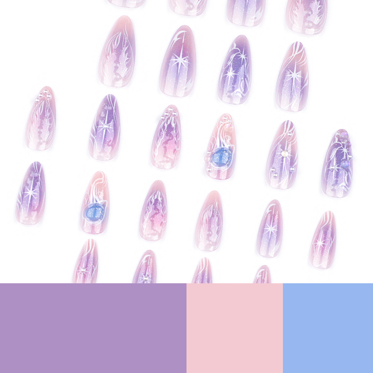 Kunstvolle Nagelverlängerungen im eleganten Design mit Glanzakzenten Brehn