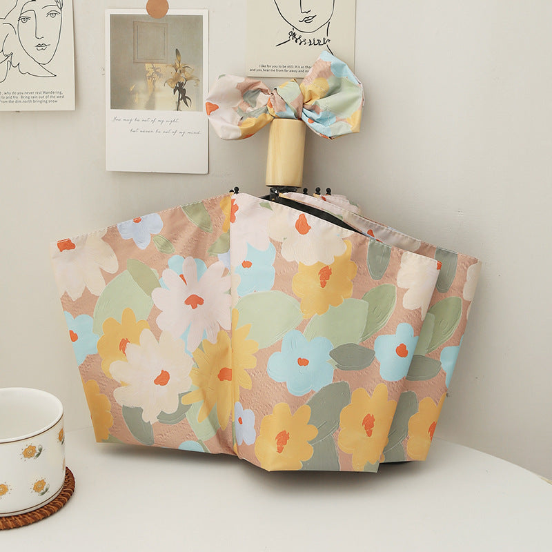 Damen Faltregenschirm mit kreativem Blumenmuster und automatischem Öffnungsmechanismus Brehn