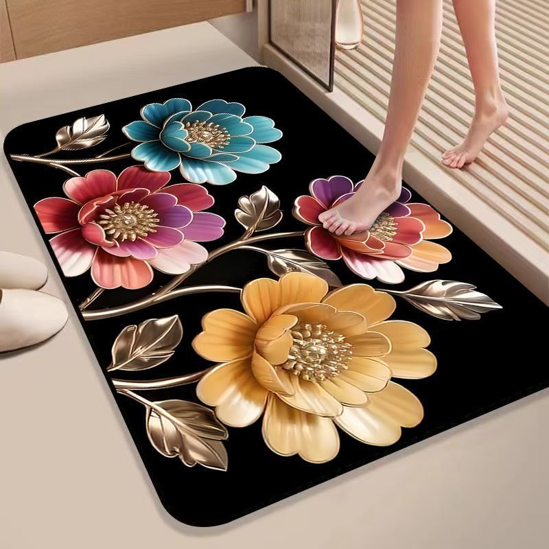 Florales Design Rutschfeste Badematte Brehn