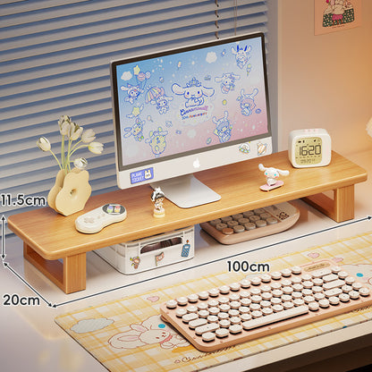 Bambus-Desktop-Monitorständer mit Unterregal-Tastaturlagerung und Kabelmanagement