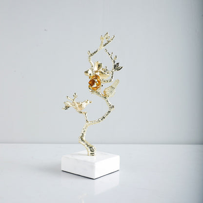 Elegante Vogel- und Blumendekorationsskulptur