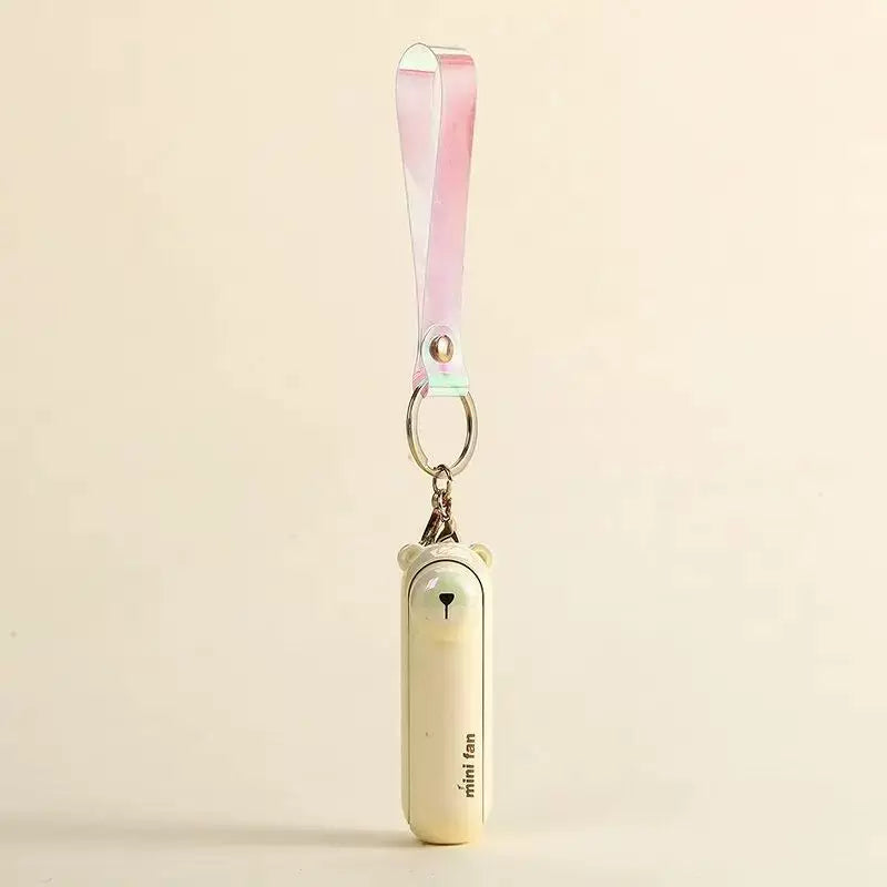 Unisex Einheitsgröße wiederaufladbarer Schlüsselanhänger Handheld Mini-Fan mit Handgelenkschlaufe und neuartigem Frosch Charm Brehn