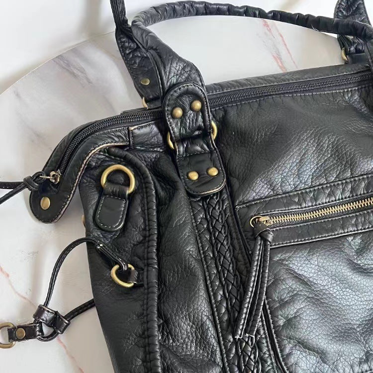 Damen Schultertasche PU-Leder geräumig mit Laptopfach und verstellbarem Schulterriemen | Brehn