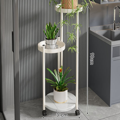Rolling Vertical Plant Stand mit Marmor-Effekt-Basis und arretierbaren Rollen