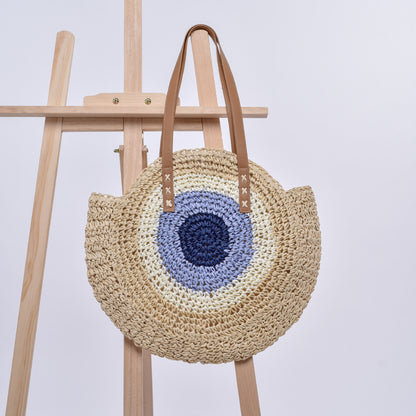 Handgefertigte Runde Basttasche Brehn