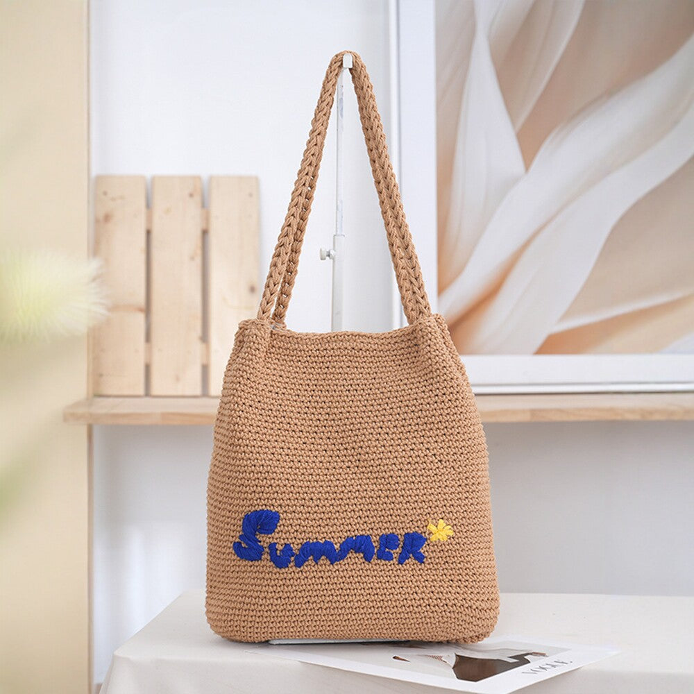 Handgefertigte Basttasche mit Sommermotiv Brehn