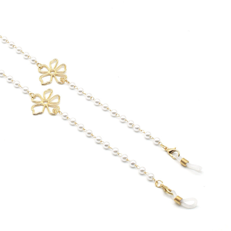 Perlenakzentuierter floraler Kettenbrillenhalter Brehn
