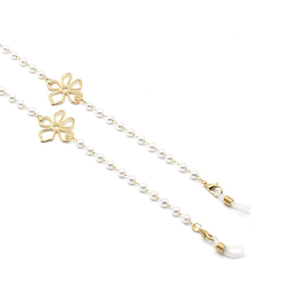 Perlenakzentuierter floraler Kettenbrillenhalter Brehn