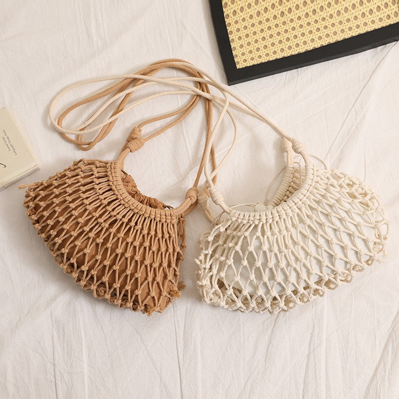 Feine Makramee-Crossbody-Tasche mit Verstärktem Tragegurt Brehn