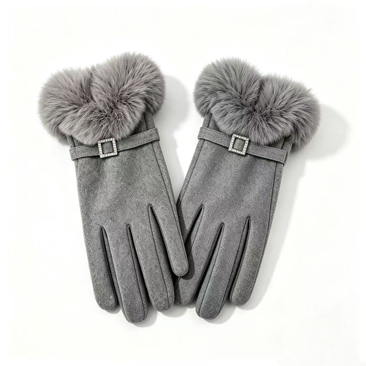 Luxus Faux-Fur-besetzte Kleid Handschuhe Brehn