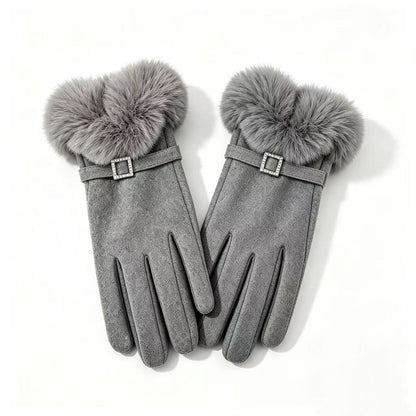 Luxus Faux-Fur-besetzte Kleid Handschuhe Brehn