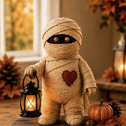 Handgefertigte Halloween-Deko Kürbis-Vogelscheuche mit Laterne