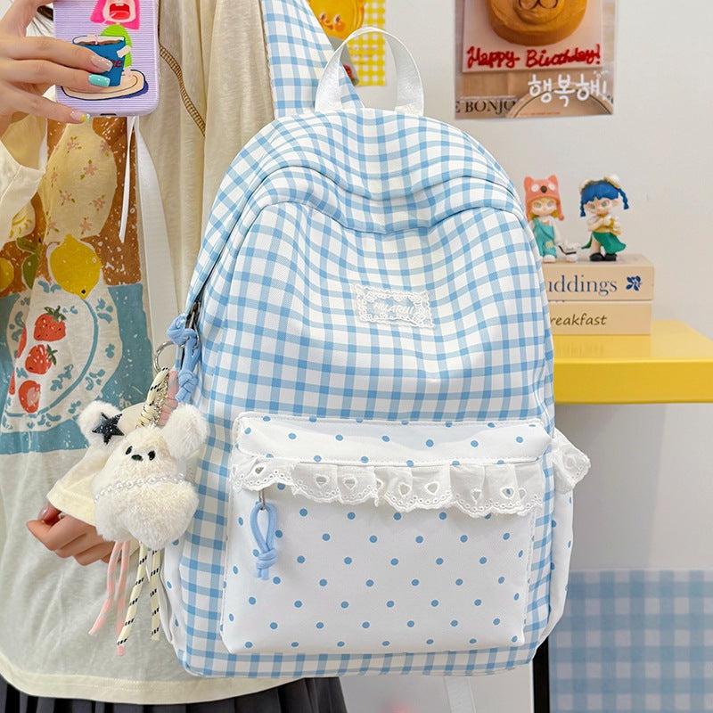 Stylische Gingham-Print Freizeit Rucksack Brehn
