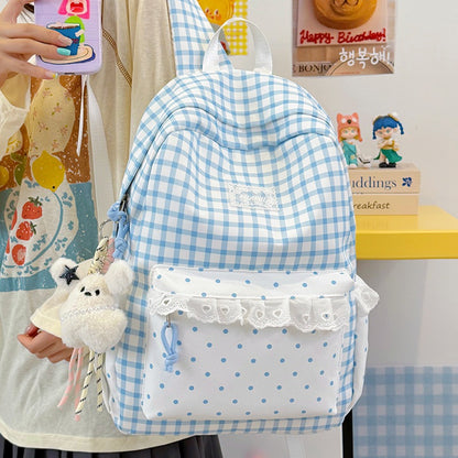 Stylische Gingham-Print Freizeit Rucksack Brehn