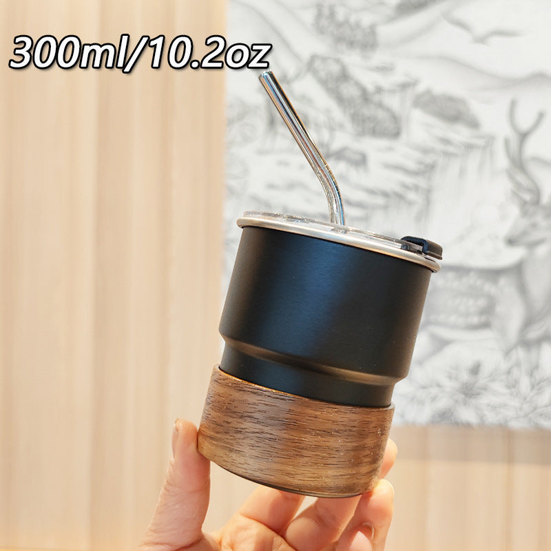 Damen stilvolle Edelstahl-Trinkbecher mit Holz-Applikation Brehn