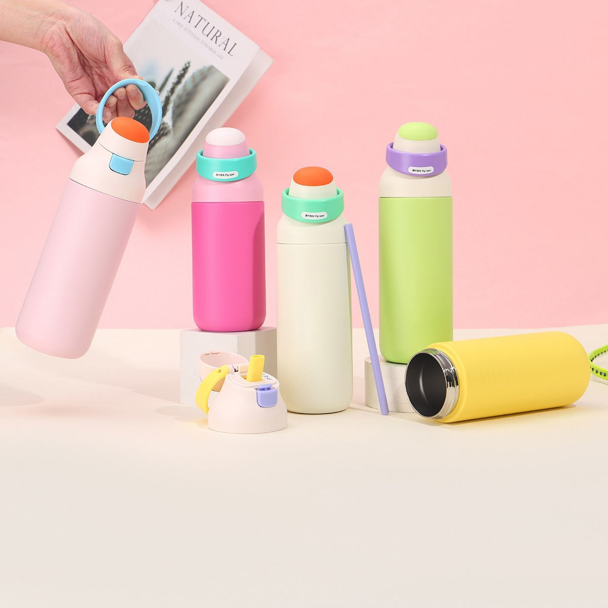 Damen isolierte Trinkflasche mit ergonomischem Verschluss Brehn