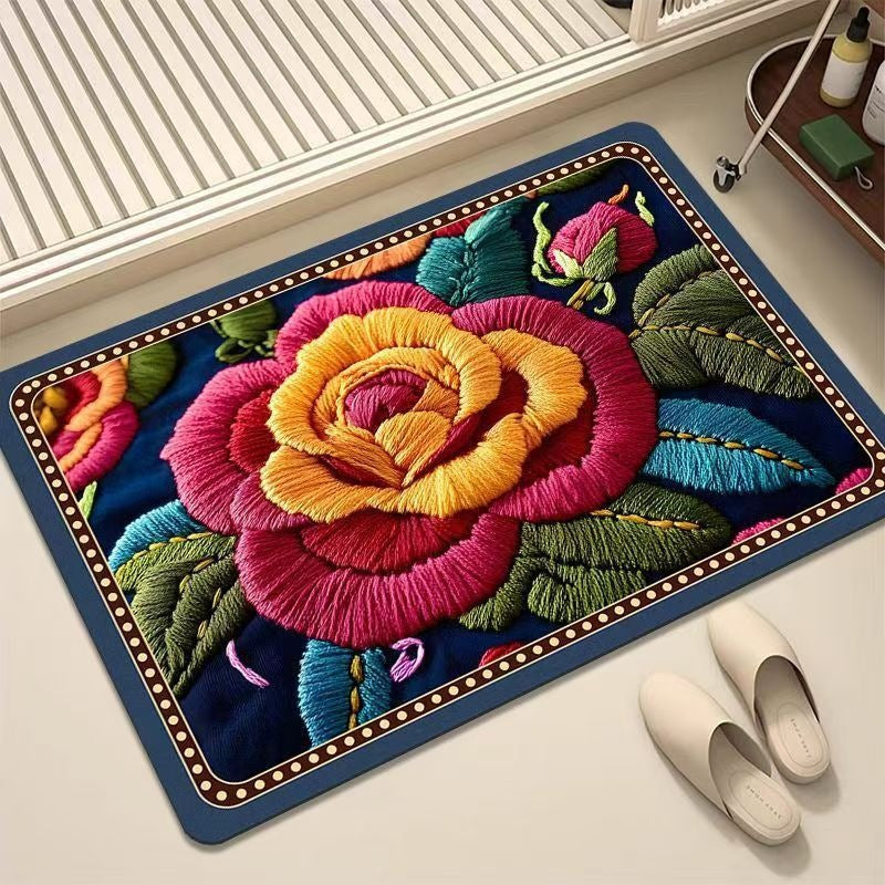 Luxuriöser Bestickter Floraler Teppich Brehn