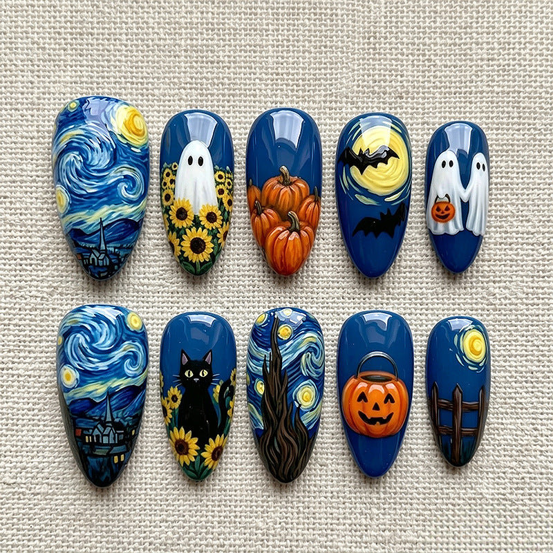 Sternenhimmel Halloween Press-On Nagelkunst