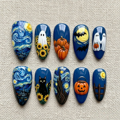 Sternenhimmel Halloween Press-On Nagelkunst