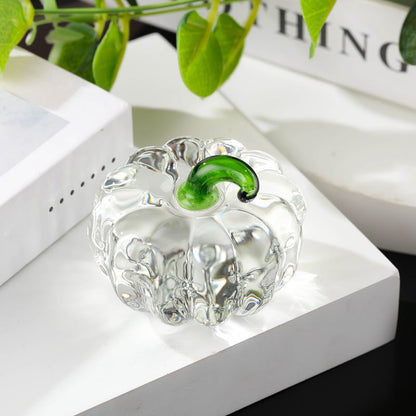 Handgeblasene Glas-Kürbis Dekofigur mit geschwungenem Stiel