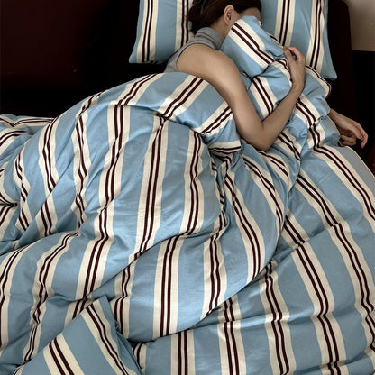 Polka Dot Baumwoll-Percale Bettbezugset mit Eckenbändern