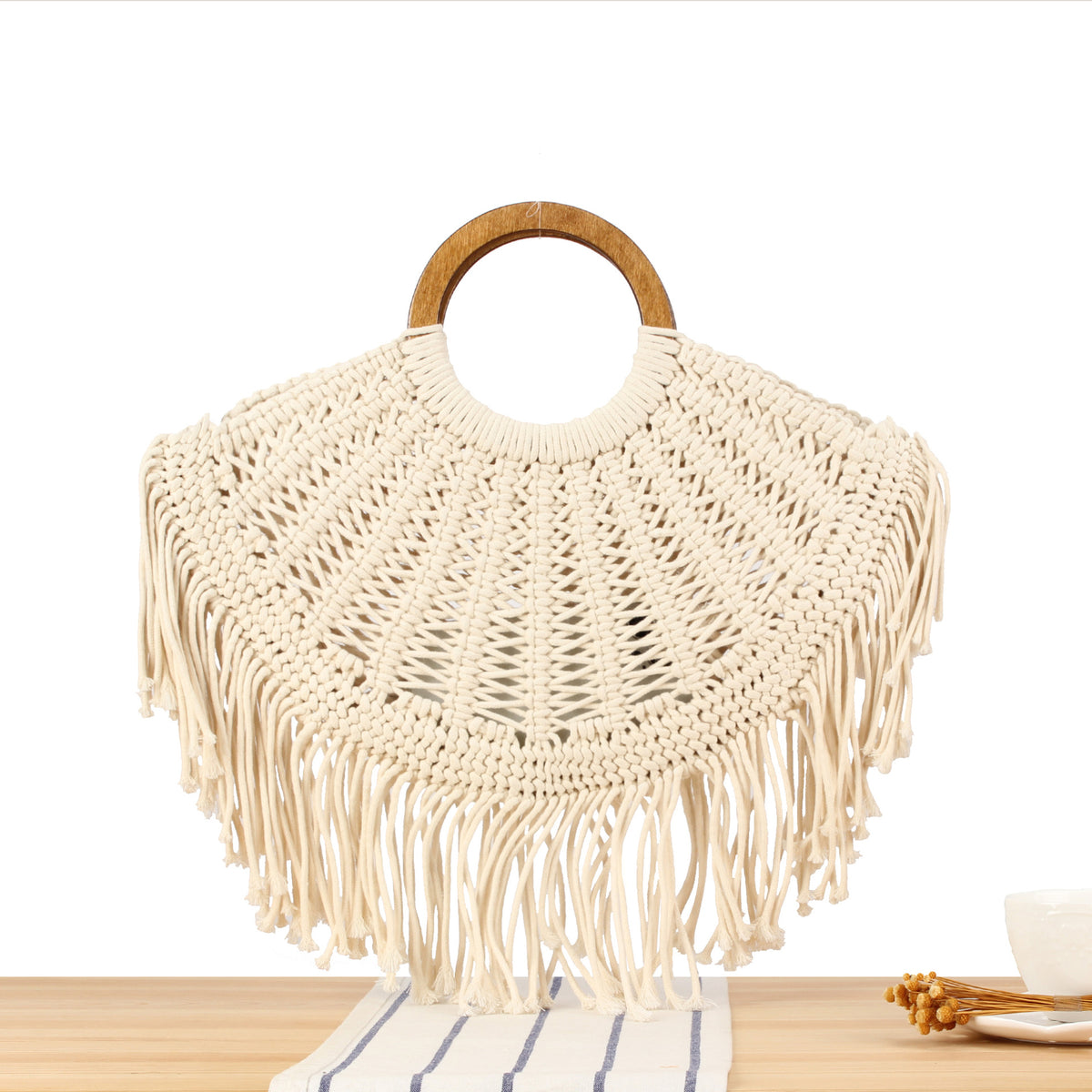 Handtasche mit Fransigem Makramee-Design Brehn