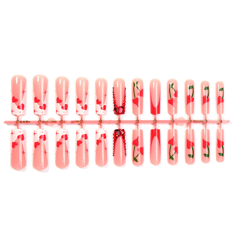 Dekoratives Press-On Nagelkunstset mit Herz- und Blumenthemen Brehn