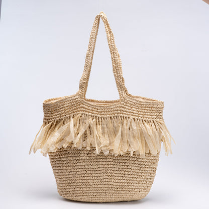 Elegante Strohtasche mit Fransigen Akzenten Brehn
