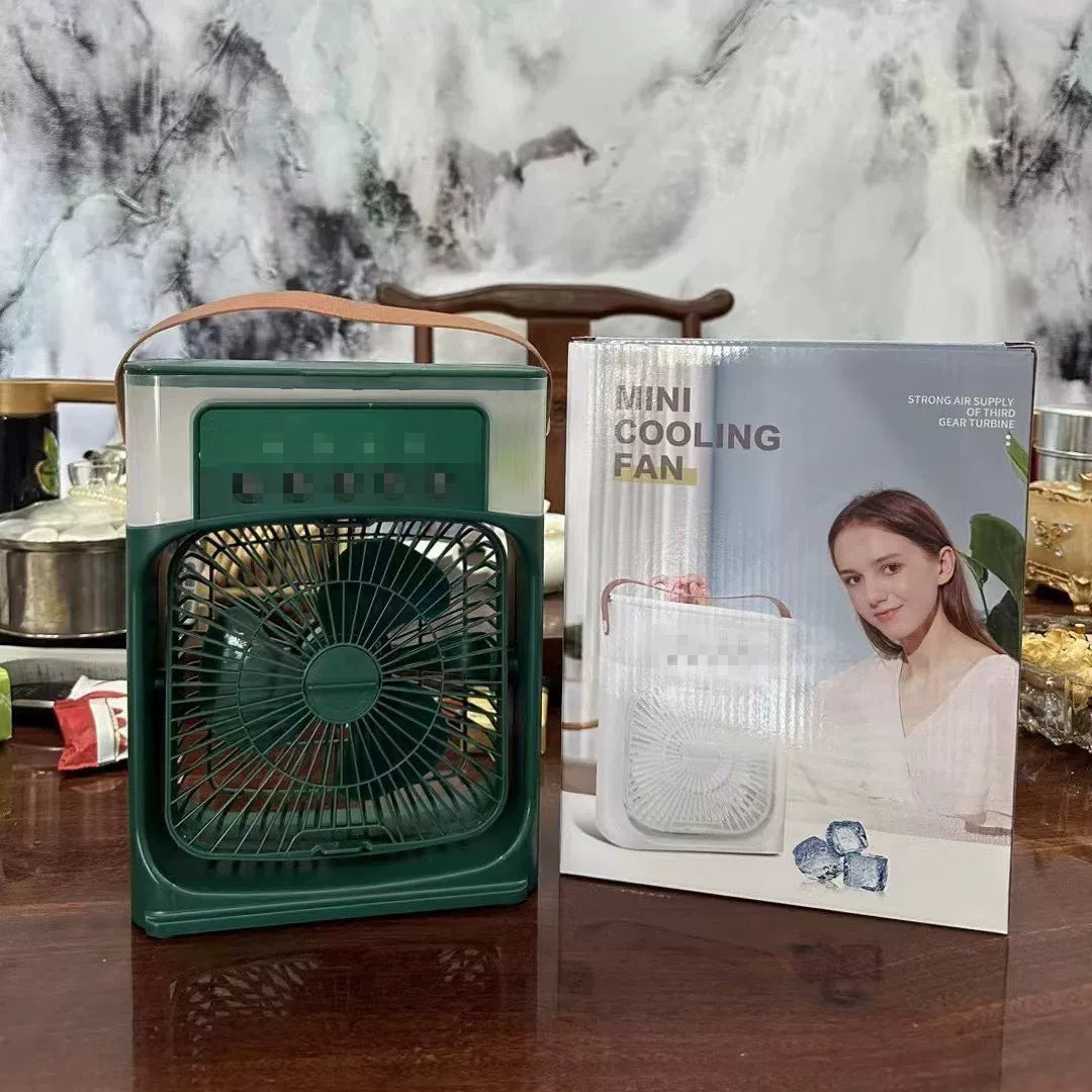 Unisex Einheitsgröße tragbarer USB befeuchtender Ventilator mit drei Geschwindigkeitsstufen und siebenfarbigem LED Brehn