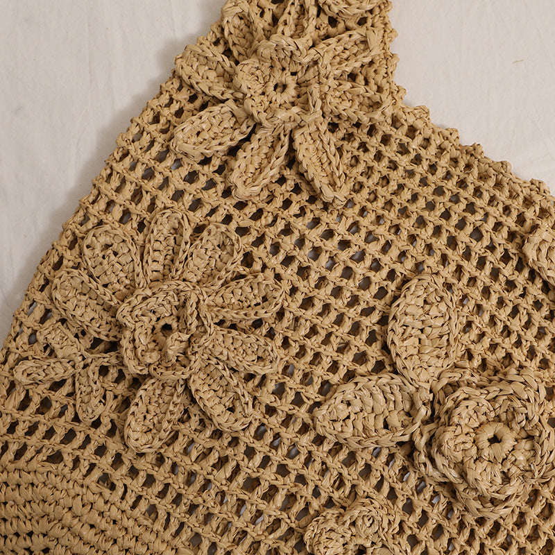 Gehäkelte Umhängetasche mit Floralen Applikationen Brehn