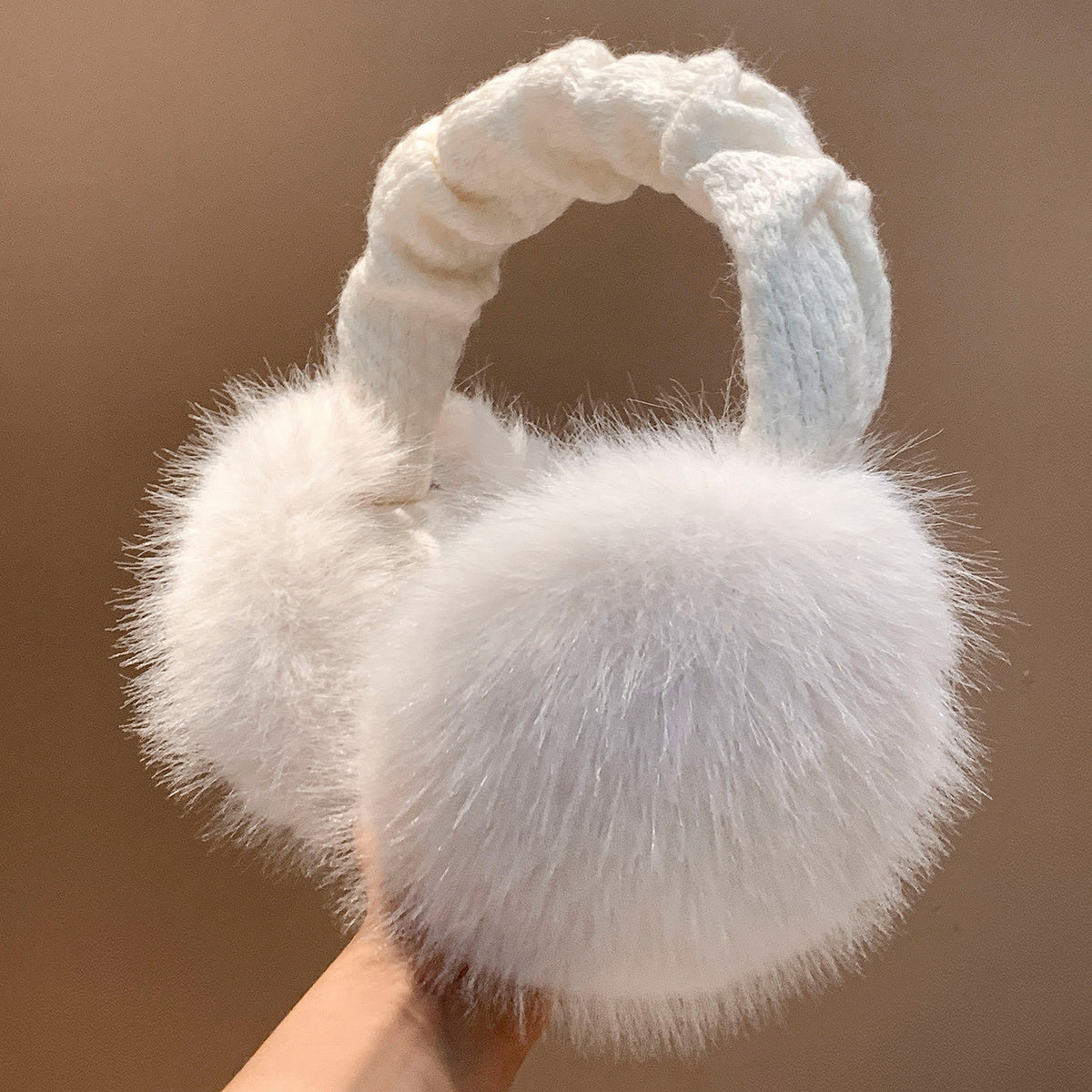 Plüsch-Faux-Fur-Winterohrenschützer mit gestepptem Strickkopfbund Brehn