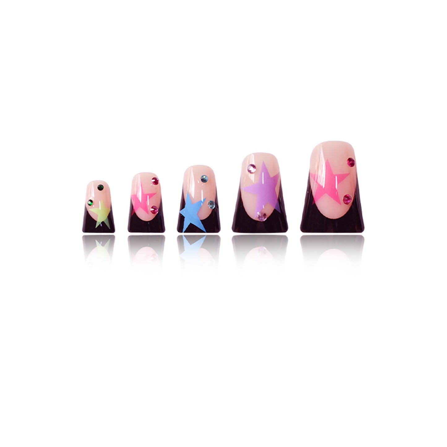 Künstlerisches Stiletto Nagelkunst Set mit Sternakzenten Brehn