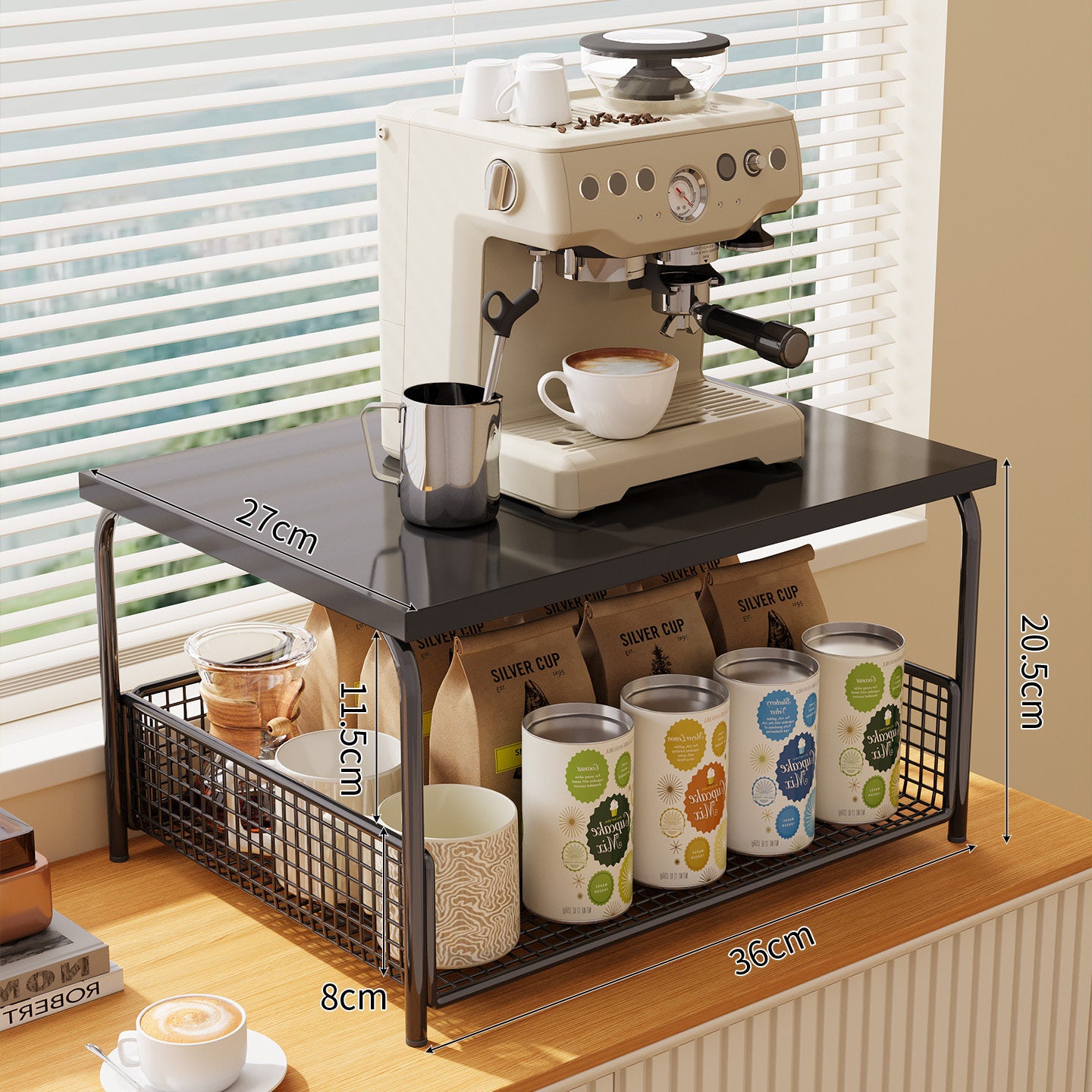 Zwei-stufiges Kaffeemaschinen-Displayregal Brehn