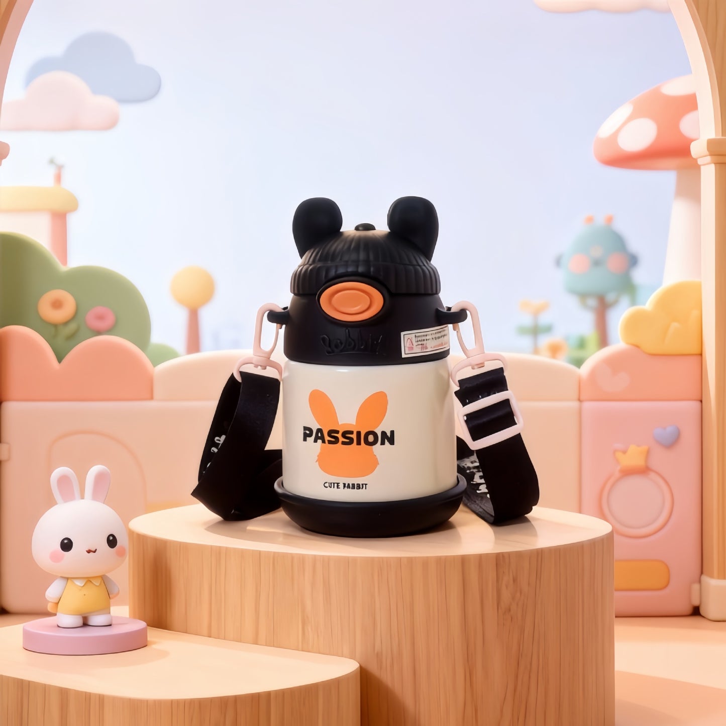 Damen Isolierte Kindertrinkflasche mit praktischem Tragegurt Brehn