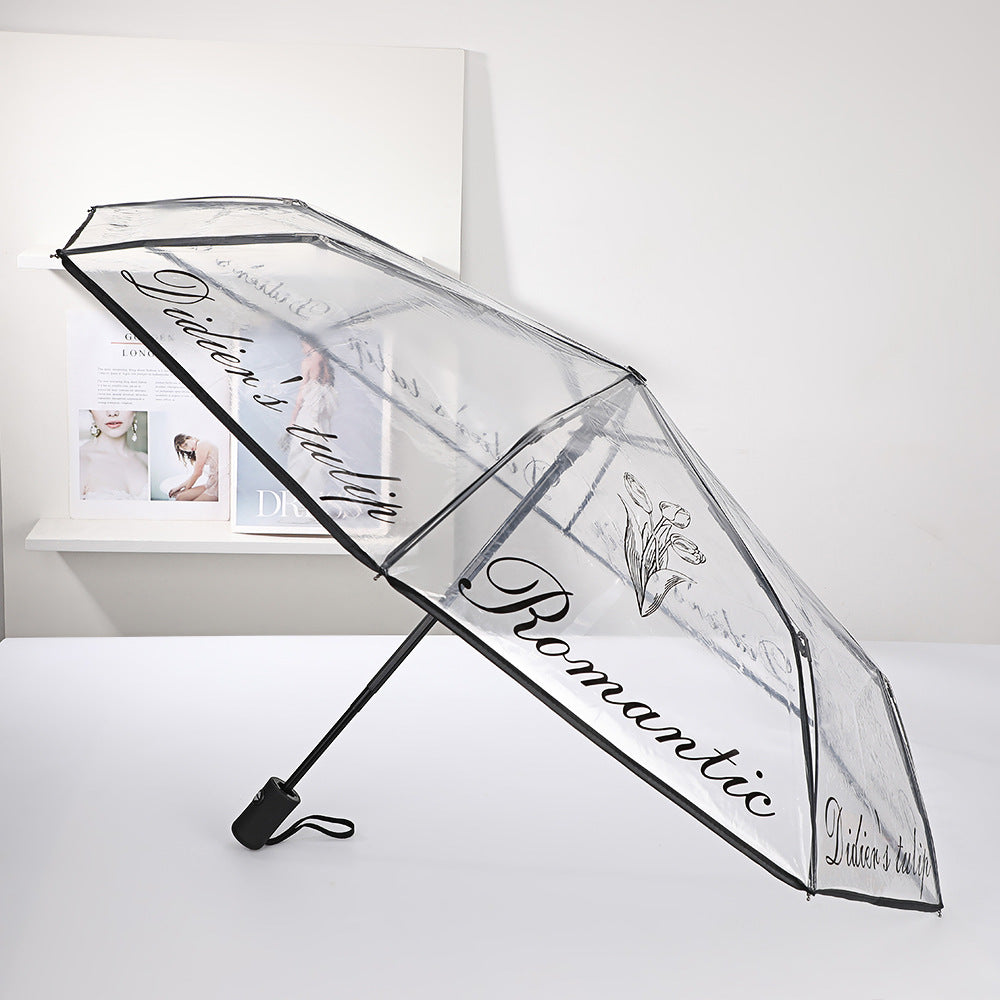 Damen eleganter durchsichtiger Regenschirm mit romantischem Design Brehn