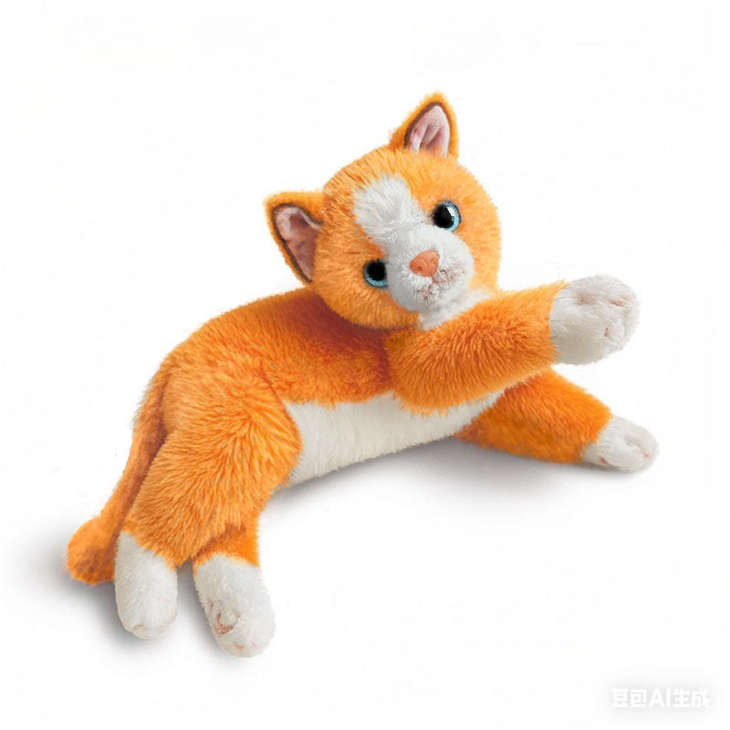 Realistische Stretch-Profil Orange Tabby Plüsch Lounger Brehn