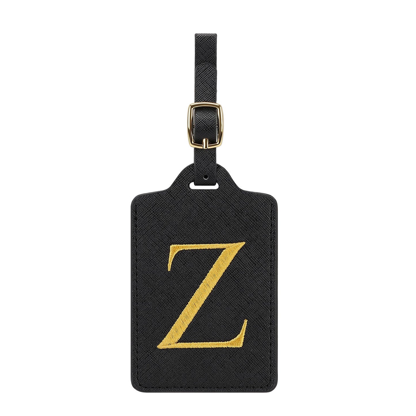 gesticktes Initialen-Monogramm-Leder-Gepäckanhänger mit verstellbarem Schnallenriemen Brehn