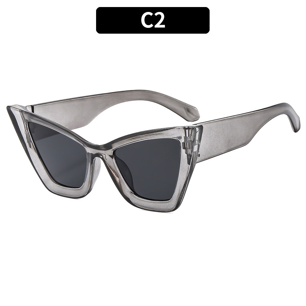 Cat-Eye Sonnenbrille mit geometrischem Rahmen