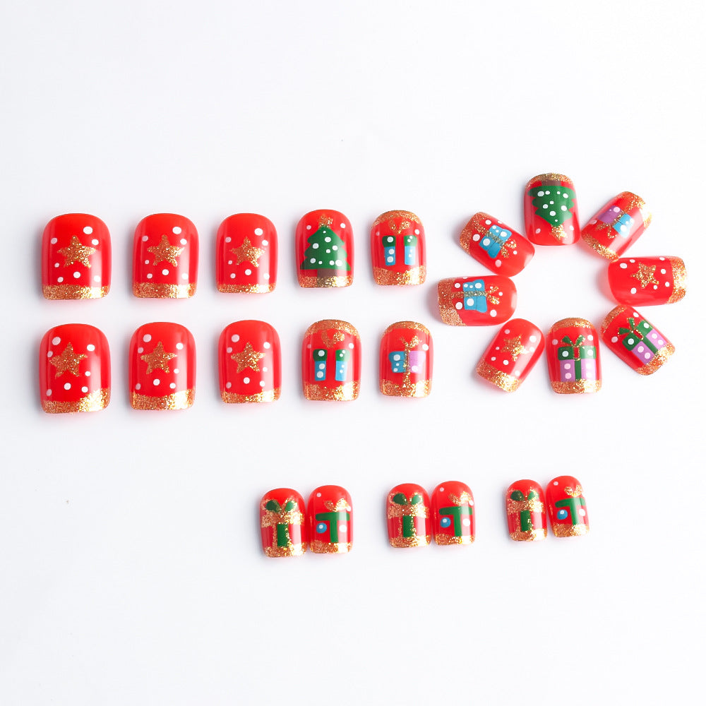 Festliche Weihnachtsmotiv Press-On Nagelkunst Brehn