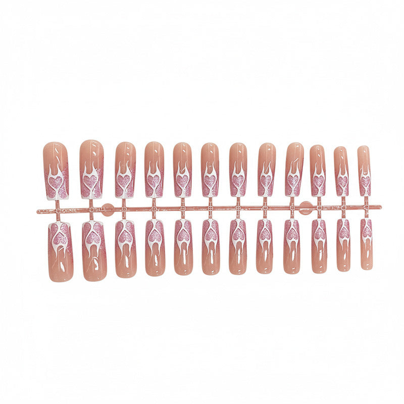 Heart Flames Press-On Nail Art Brehn