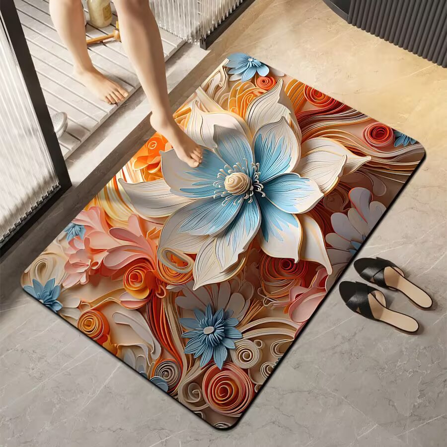 Florales Design Badezimmermatte