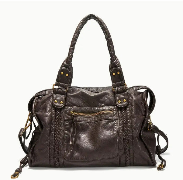 Damen Schultertasche PU-Leder geräumig mit Laptopfach und verstellbarem Schulterriemen | Brehn
