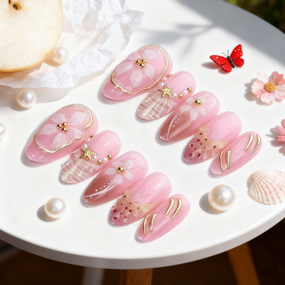Künstlerisches Press-On-Nageldesign Brehn
