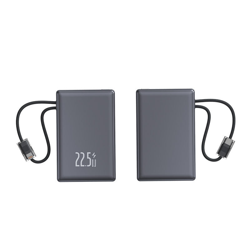 Tragbare Powerbank mit schneller Ladefunktion und integriertem Ladekabel Brehn